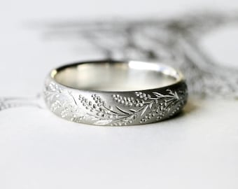 Anillo de Lavanda en Plata de Ley 925 - Joyería Minimalista Hecha a Mano - Anillo para Mujer - Joyería para Pascua y el Día de la Madre - Regalo Único para Ella