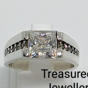 Bague de fiançailles pour homme carrée en moissanite, moissanite certifiée VVS1 de qualité D, bague diamant taille princesse, bague en argent massif 925, bague pour garçon
