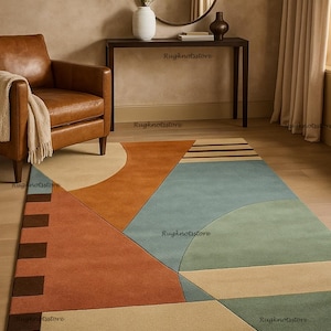 Modern Geometric Area Rug – Colorful Abstract Carpet for Living Room, Bedroom & Office (5x8, 8x10, 9x12)