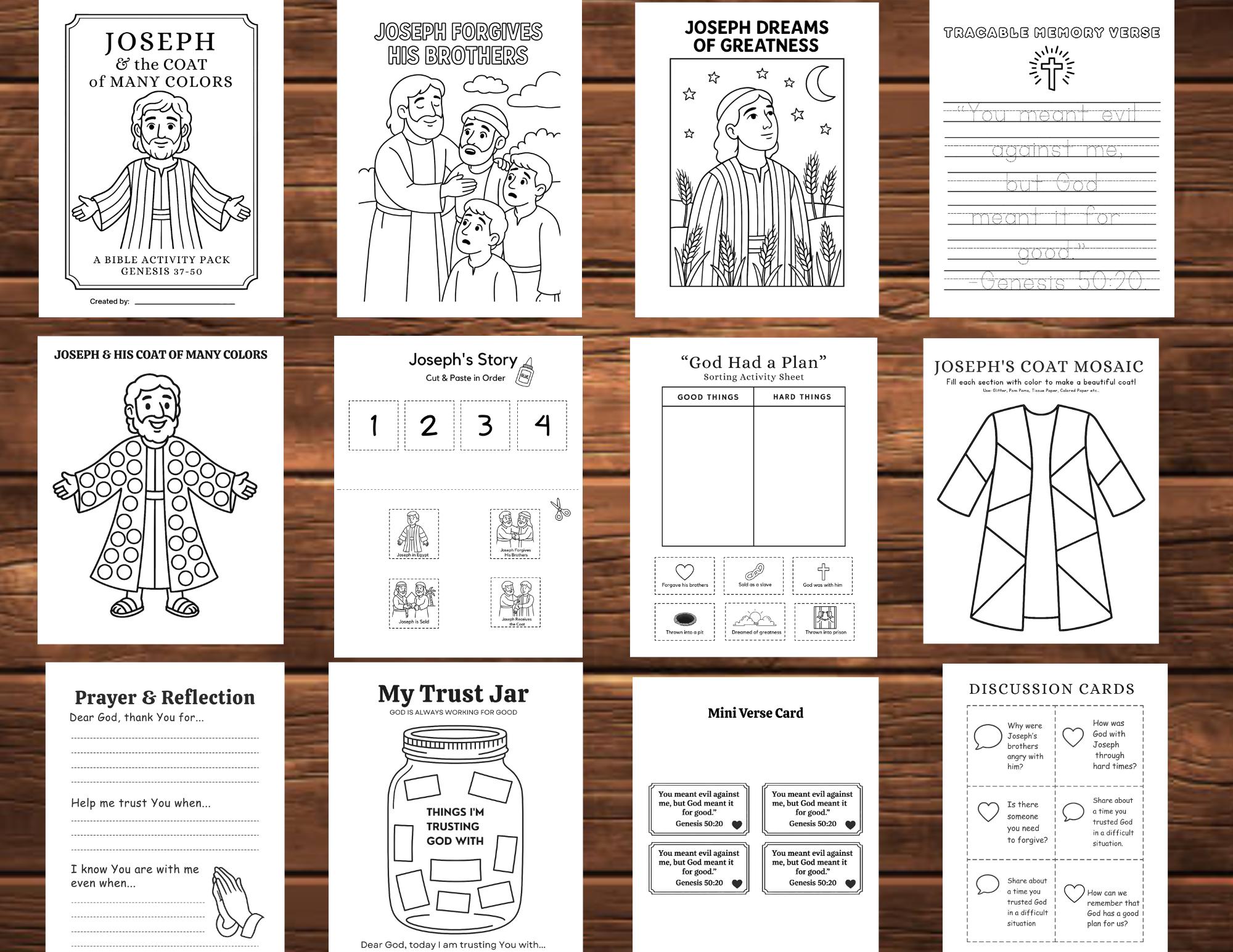 Joseph & the Coat Bible Story Activity Pack: Full Bible Lesson Plan ...