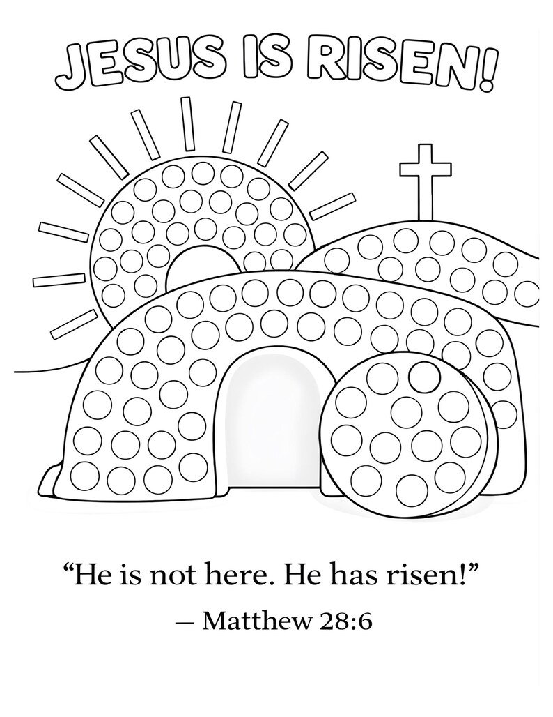 Jesus is Risen Easter Coloring Page | Empty Tomb Bible Activity ...