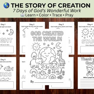 Fichas bíblicas sobre la historia de la Creación: Actividades cristianas para trazar (Descarga en PDF)