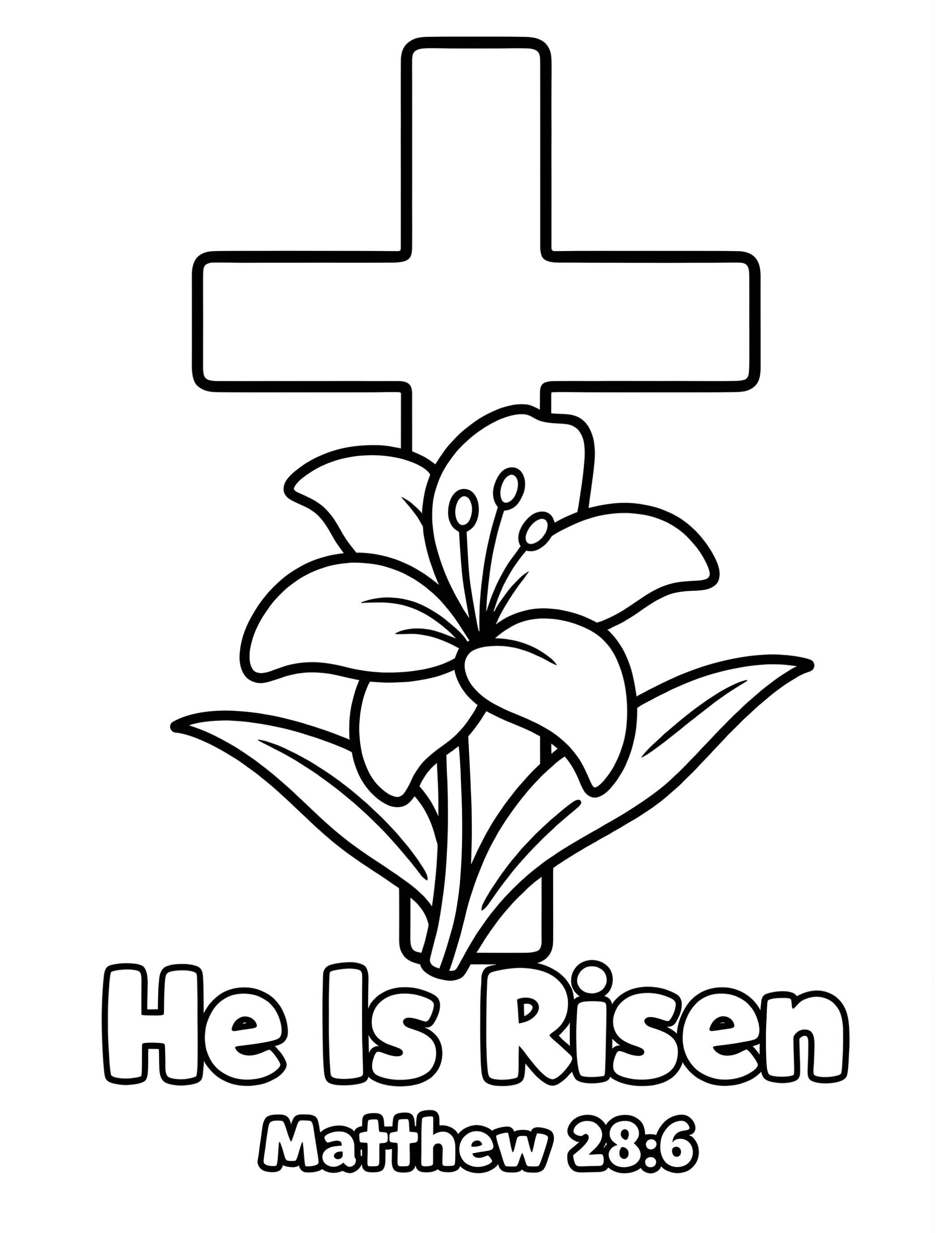 He is Risen Coloring Page Set | Christian Easter Cross Printable - Etsy