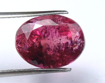 Turmalina rubelita rosa de 6,50 quilates, pedra preciosa oval facetada