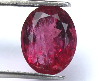 Turmalina Rubelita de 3,30 quilates, pedra preciosa oval facetada (10 x 8 mm)