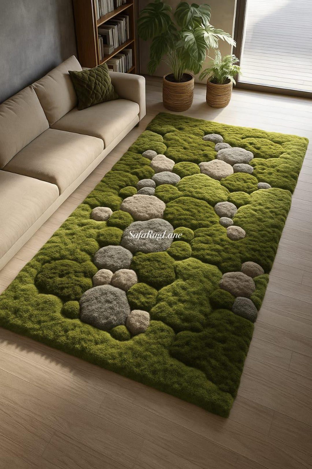 3D Moss Rug | Nature Inspired Hand Tufted Wool Carpet | Realistic Green ...