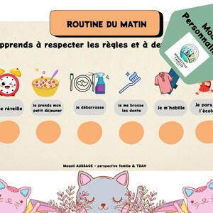 Routine matin et soir, pour aider votre enfant à gérer le dérouler de sa journée, soirée, personnalisable selon vos goûts.