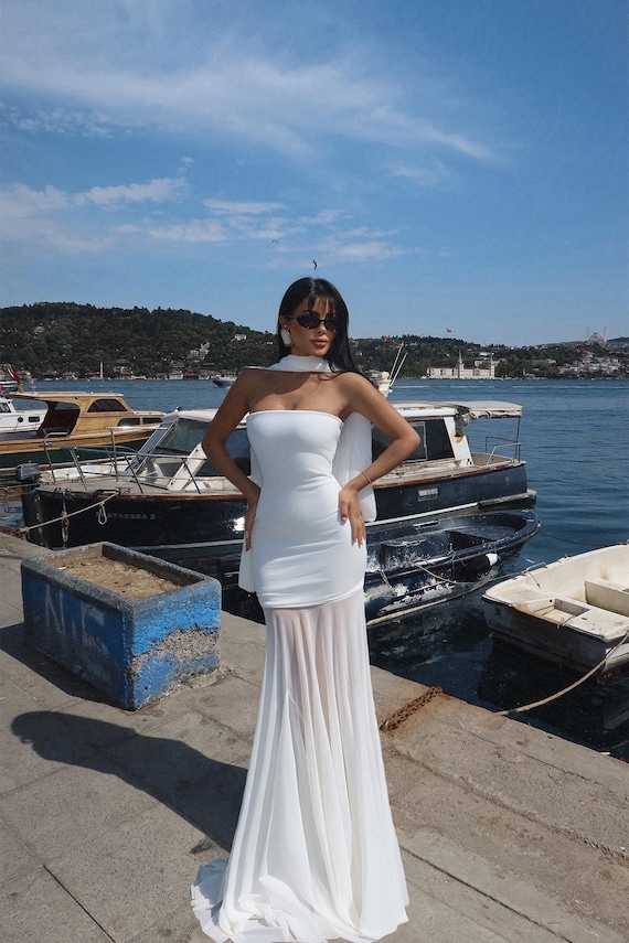 white sheer flowy dress White Sheer Organza Long Sleeve Maxi Dress | Womens | Small (Available in 3X, 2X, 1X, XXS, XS, M, L, XL) | 100% Polyester