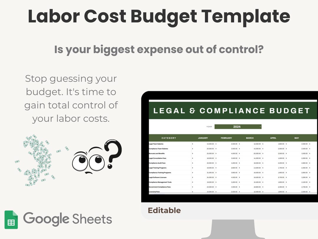 Labor Cost Budget Template: Google Sheets Payroll Tracker (digital ...