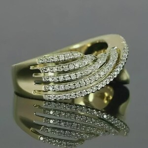 Anillo de boda para mujer con diamante redondo de 1,50 ct, anillo de diamantes en racimo, plata de ley 925, chapado en oro amarillo de 14 k.
