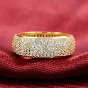 Men&#39;s Band Ring, 2Ct Round Cut Diamond Men&#39;s Engagement Ring Wedding Band 14K Yellow Gold Plated, 925 Sterling Silver, Ring For Him