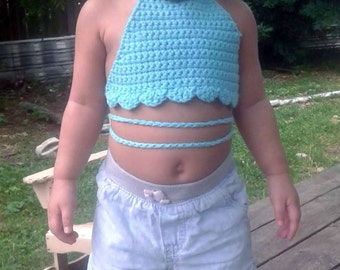 Baby Crop Top || Scallop Trim Crop Top || Baby summer top || Toddler crop top || Crochet halter top || Baby crochet top || Toddler girl top