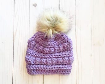 Crochet Toddler Hat Fur Pom|| Baby Toddler Beanie Pom || Crochet Adult Hat || Womens  Toboggan Hat || Mommy and Me Beanies || Crochet Beanie