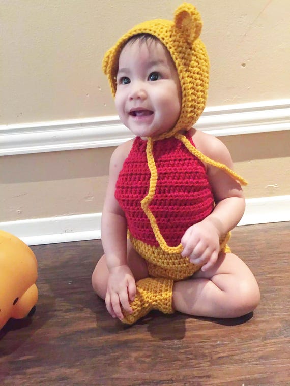 Crochet Winnie Outfit Set Winnie the Pooh Outfit Baby Boy Costume Baby Girl Costume Halloween Costume Photography Prop Set Etsy