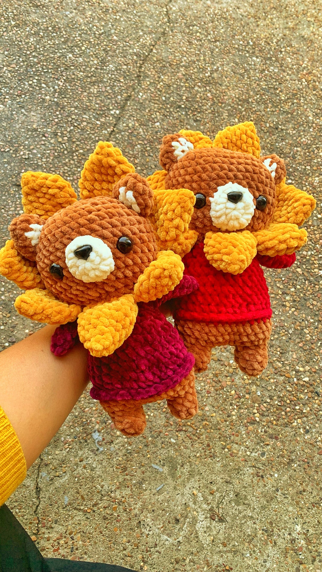 Sunflower Bear Crochet Teddy Bear Flower Gifts Etsy