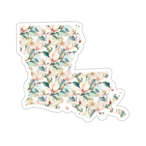 Louisiana featuring State Flower Magnolia | Floral Sticker | State Sticker | United States Vinyl Decal | Water Bottle Sticker