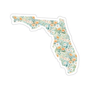 Florida featuring State Florida Orange Blossom | Floral Sticker | State Sticker | United States Vinyl Decal | Water Bottle Sticker