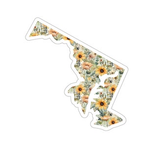 Maryland met State Flower Susan met zwarte ogen | Bloemensticker | Staatssticker | Vinylsticker uit de Verenigde Staten | Waterflessticker