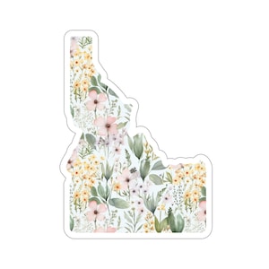 Idaho met State Flower Syringa | Bloemensticker | Staatssticker | Vinylsticker uit de Verenigde Staten | Waterflessticker