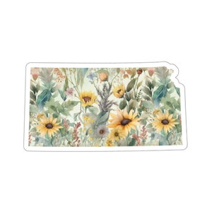 Kansas featuring State Flower Wild Native Sunflower | Floral Sticker | State Sticker | United States Vinyl Decal | Water Bottle Sticker