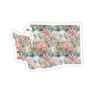 Washington featuring State Flower Coast Rhododendron | Floral Sticker | State Sticker | United States Vinyl Decal | Water Bottle Sticker