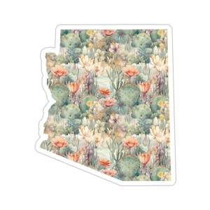 Arizona featuring State Flower Saguaro Cactus Blossom | Floral Sticker | State Sticker | United States Vinyl Decal | Water Bottle Sticker