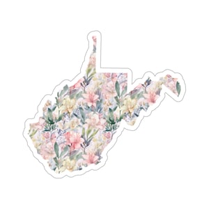 West Virginia featuring State Flower Rhododendron | Floral Sticker | State Sticker | United States Vinyl Decal | Water Bottle Sticker