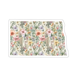 North Dakota featuring State Flower Wild Prairie Rose | Floral Sticker | State Sticker | United States Vinyl Decal | Water Bottle Sticker