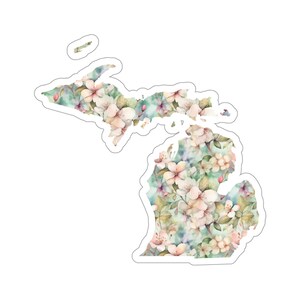 Michigan featuring State Flower Apple Blossoms | Floral Sticker | State Sticker | United States Vinyl Decal | Water Bottle Sticker