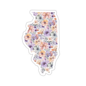 Illinois featuring State Flower Violets | Floral Sticker | State Sticker | United States Vinyl Decal | Water Bottle Sticker