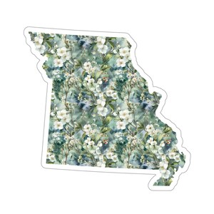 Missouri featuring State Flower White Hawthorn Blossoms | Floral Sticker | State Sticker | United States Vinyl Decal | Water Bottle Sticker