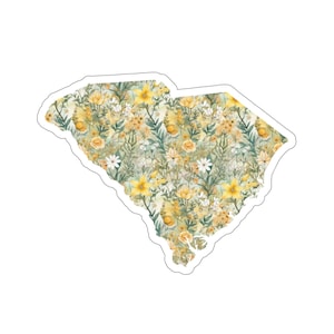 South Carolina met staatsbloem gele Jessamine | Bloemensticker | Staatssticker | Vinylsticker uit de Verenigde Staten | Waterflessticker