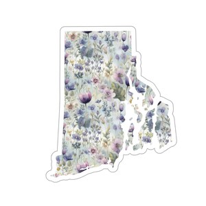 Rhode Island featuring State Flower Common Blue Violet | Floral Sticker | State Sticker | United States Vinyl Decal | Water Bottle Sticker