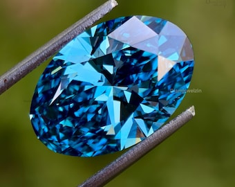 5.00CT Vivid Blue Oval Lab Grown Diamond | IGI Certified Loose Gem.