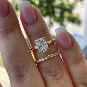 2 CT Cushion Lab Grown Diamond Bridal Set Ring Cushion Cut Wedding Ring Cushion Solitaire Ring Anniversary Ring