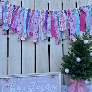 Gingerbread and Peppermint Rag Garland| Pastel Pink & Purple Christmas Decor
