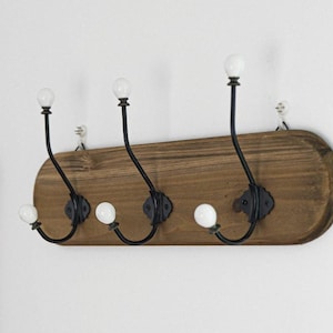 Antique Ceramic Knobs Coat Hooks--Vintage Iron Wall Hooks/Ceramic Hooks Coat Rack Wall Mount/Antique Bronze Iron Wall Hooks