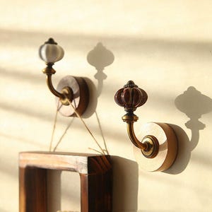 Black Walnut & Beech Wood Hooks,Decorative Wood Wall Hooks, Modern Entryway Wall Mounted Coat Hooks,