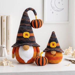Häkelanleitung für einen Halloween-Gnom (PDF) – Hexen-Gnom-Amigurumi-Anleitung, Kürbis-Gnom-Häkelanleitung, Halloween-Deko-Häkeln, Herbst-Häkeln