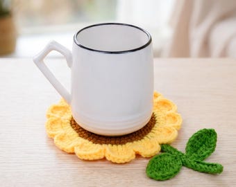 Crochet Sunflower Coaster PDF Pattern - Crochet Flower Coaster, Mother's Day Crochet, Easy Beginner Crochet Home Decor, Crochet Cute Pattern