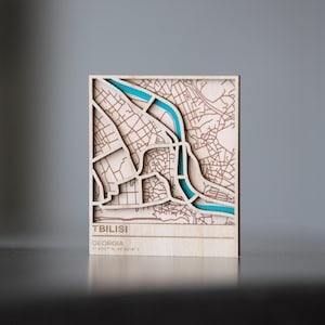 Wooden City Map Magnet - Handcrafted Tbilisi Souvenir from Georgia