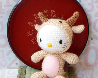 Amigurumi Pattern - Zodiac Ox Kitty - Crocheted Amigurumi toy doll tutorial PDF