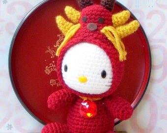 Amigurumi Pattern - Zodiac Dragon Kitty- Crochet amigurumi toy doll tutorial PDF