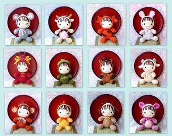 12 Amigurumi zodiac crochet animal toy dolls pattern PDF by ZodiacGurumi - Baby version