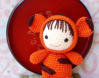 Crochet amigurumi pattern -  Zodiac Tiger  Baby - Amigurumi doll tutorial PDF