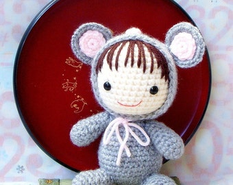 Amigurumi Pattern - Zodiac Rat Baby - Crochet amigurumi doll tutorial PDF