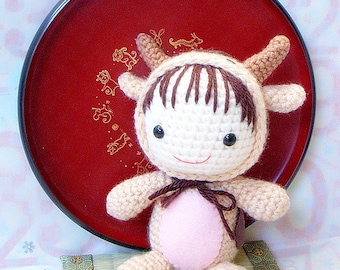 Amigurumi Pattern - Zodiac Ox Baby - Crochet amigurumi doll tutorial PDF