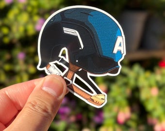 Captain America Helmet Sticker, Waterproof Vinyl Decal