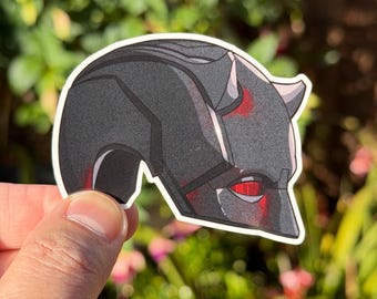 Daredevil-Inspired Black Helmet Sticker – Waterproof Vinyl Superhero Decal for Laptops, Journals & Bottles | Series 2 Fan Art