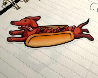Customizable Hot Dog Dachshund Sticker | Waterproof Vinyl